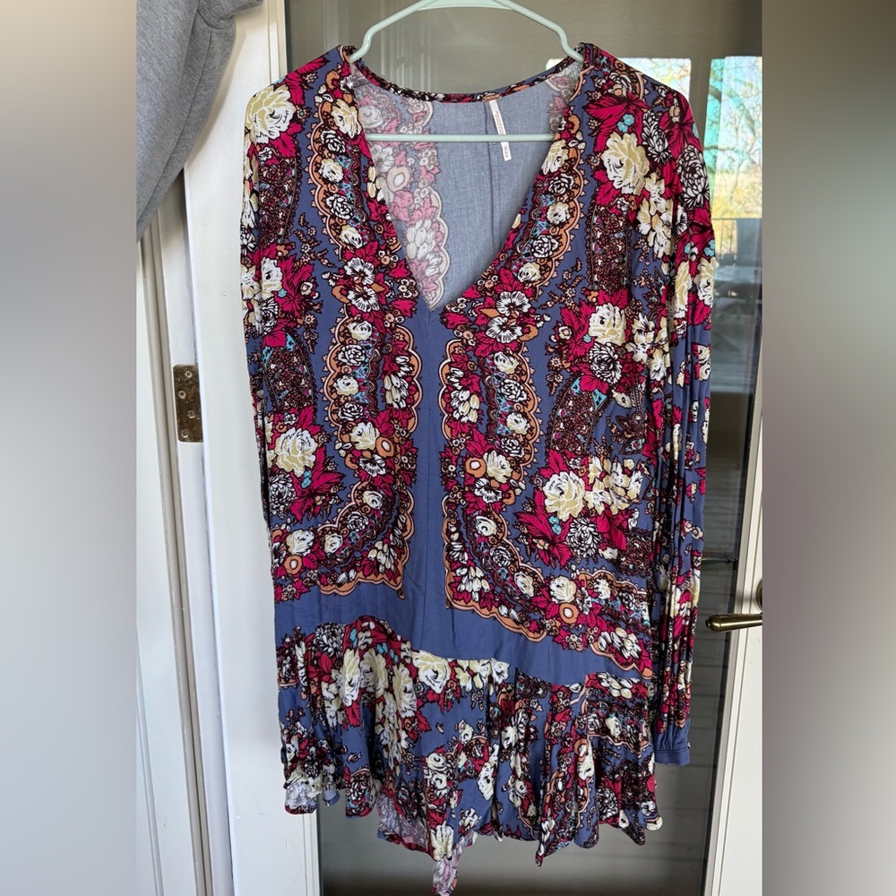 Free People Floral V-Neck Tunic